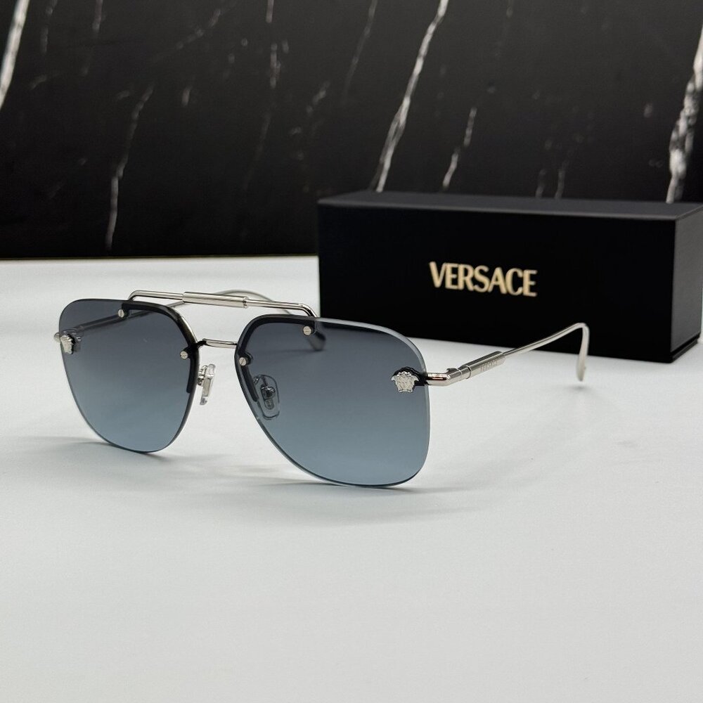 NEW VERSACE VE2296 1000/V1 SUNGLASSES SILVER WOMEN VERSACE VE2296 1000V1